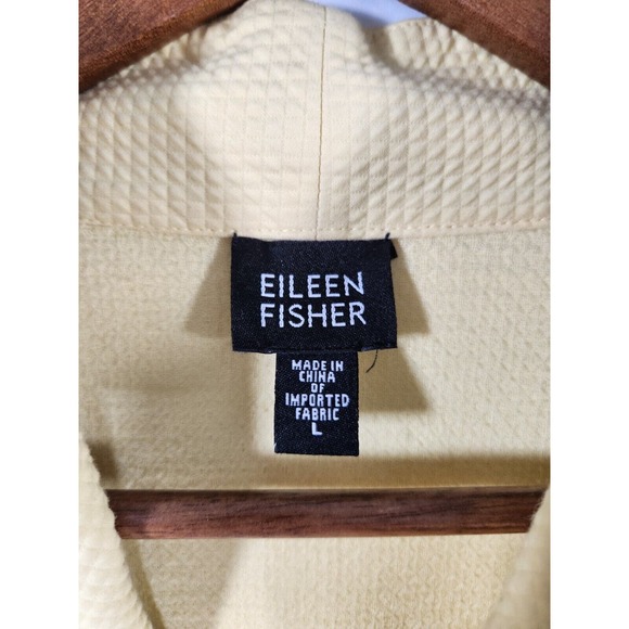 Eileen Fisher Womens Large Blazer Light Jacket Yellow Long Sleeve Zip - Picture 4 of 5